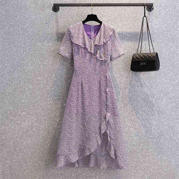 

summer short sleeve long dress women vintage print floral female ruffles boho beach holiday casual robe chiffon vestidos 210514, Black;gray