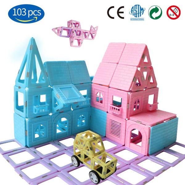 

103 PCS Big Size Designer Magnetic Tiles Building Blocks Set Magnetic Construction Set Model Game Educational Toys for Children