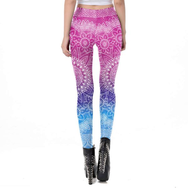 

leggings datura 3d women's printing fashion elastic tight yoga pants, Black