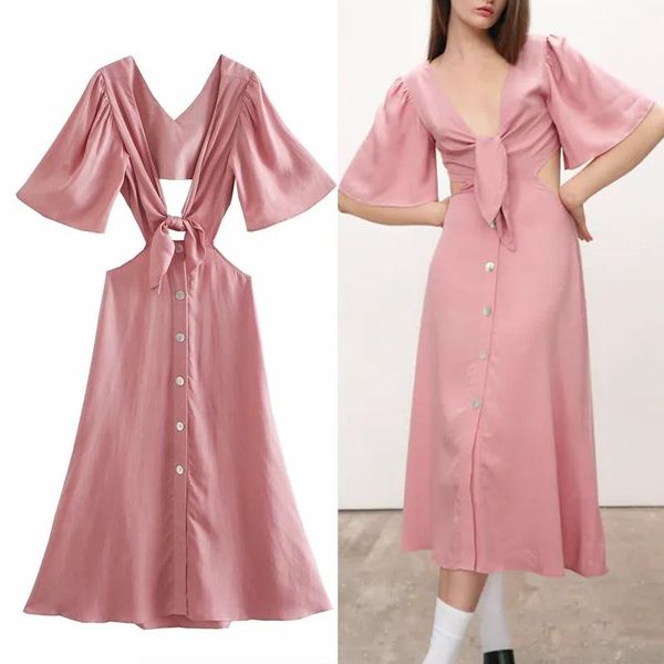 

party dresses pink woman summer 2022 backless strappy dress elegant long women casual, White;black