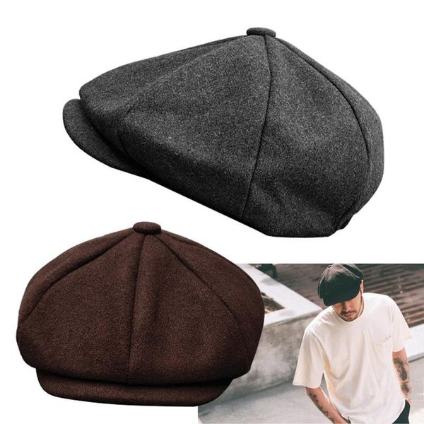 

berets men's sboy hat male beret men wool blended tweed big old octagonal autumn winter warm british artist leisure, Blue;gray