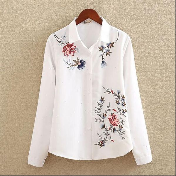 

women shirt plus size 5xl floral embroidery white blouse spring long sleeve cotton womens feminina 1518