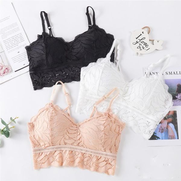 

bustiers & corsets sports bra lace women leaves hollow breathable camisole wire push up bras girls underwear intimate cro, Black;white