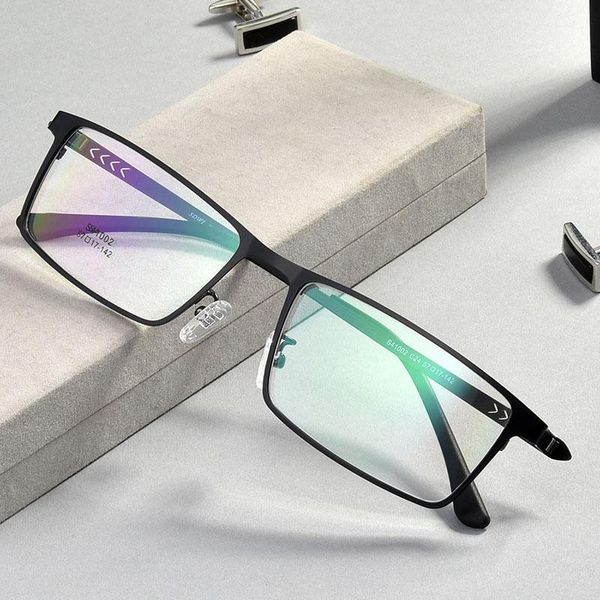 

fashion sunglasses frames myopia glasses frame men full rectangle prescription eyeglasses ultralight spectacles metal transparent eyewear, Black