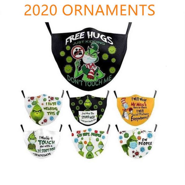 

grinch stole christmas 3d print cosplay cotton digner face masks reusable washable dust proof cute fashion face mask 2021 ornaments