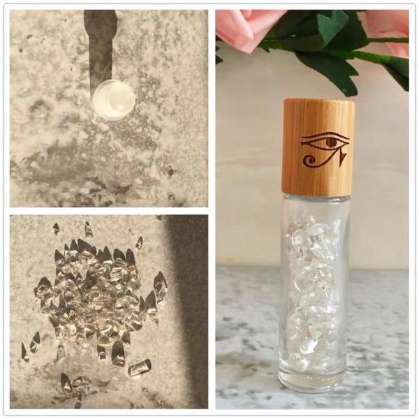 

storage bottles & jars 10ml natural gemstone roller ball bottle filling essential oil roll on thick glass with crystal chips parfume