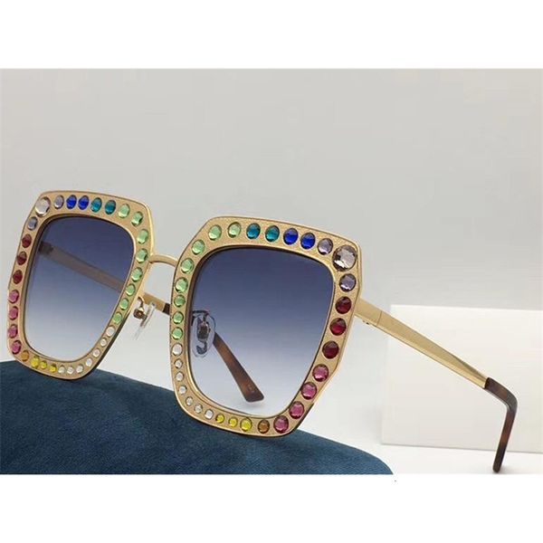 

0115 new special fashion sunglasses with uv protection for women vintage square metal frame with diamonds popular come with case, White;black