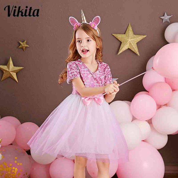 

vikita elegant children princess dress wedding birthday party prom vestidos wear kids bow dresses for girls 210317, Red;yellow