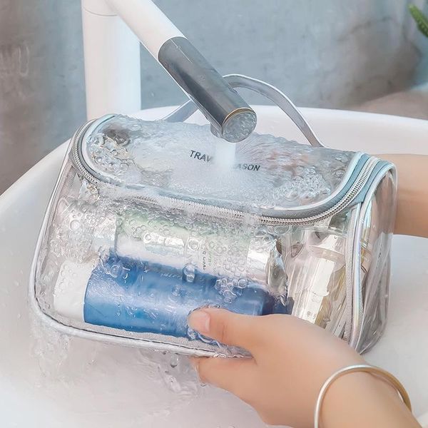 

storage bags travel transparent cosmetic bag women zipper clear makeup beauty case make up organizer bath toiletry @ls