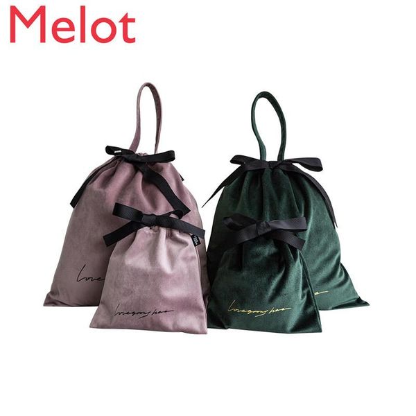 

storage bags creative portable solid color velvet buggy bag shopping european personality dust carrying travel