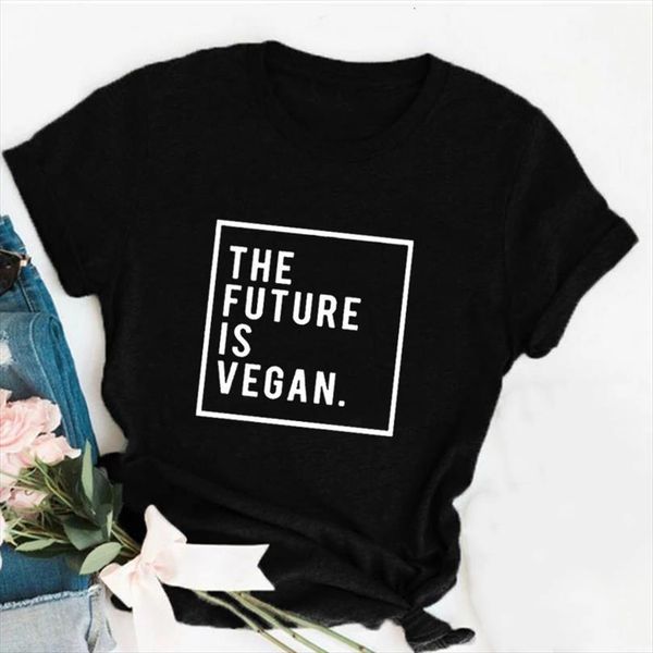 

the future is vegan men t shirt short sleeve fashion slim fit streetwear tee harauku tumblr quotes clothes, White;black
