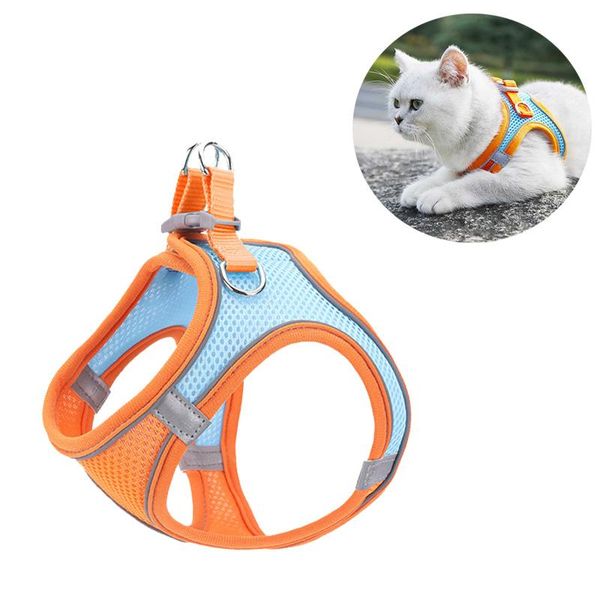 

dog collars & leashes orange pet leash cat vest chest strap adjustable nylon breathable reflective outdoor walking accessories