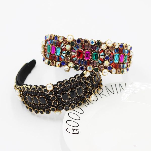 

hair clips & barrettes color rhinestone exaggerated headband baroque fashion temperament wide-sided luxury rhinesto accessories 814, Golden;silver