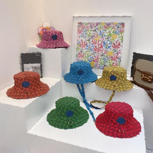 

6colors 21ss mens women designers bucket hats fashion multicolor full letter folding baseball cap casquette bonnet beanie luxurys fedora fit, Blue;gray