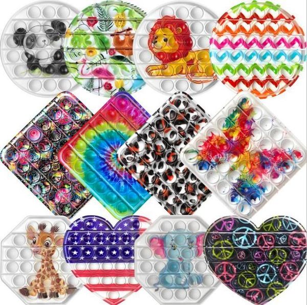 

stock wholesale price 14*14cm size push it bubble fidget decompression toys multicolor cartoon character bubble fingertip sensory toy for ch