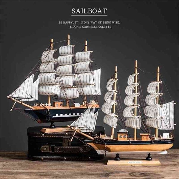 Desporto Decoração Casa Casa Veleiro De Madeira Modelo Decoração De Barco De Desktop Caribe Black Pearl Pearl Barcos Páscoa Presente 210811