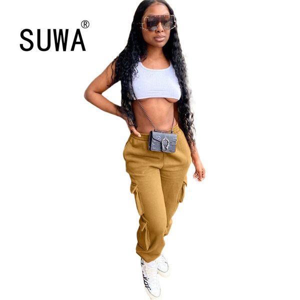 

cool girl baggy women cargo pants with pocket solid color high waist joggers legging casual sweatpants oversize fall winter 210525, Black;white