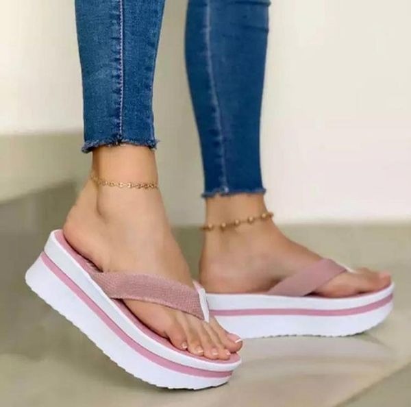 

wedges outdoor high heels shoes woman flip sandals slippers slides women summer plus size sandalias mujer sapato feminino sf0333, Black
