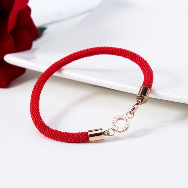 

beaded, strands fashion red bracelet rose gold titanium steel rope letter creative small jewelry b18149, Black