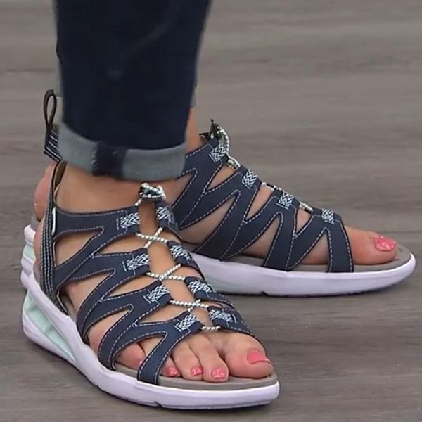 

sandals women wedge solid color hollow out ladies shoes 2021 summer fashion casual outdoor comfy beach female footwear, Black