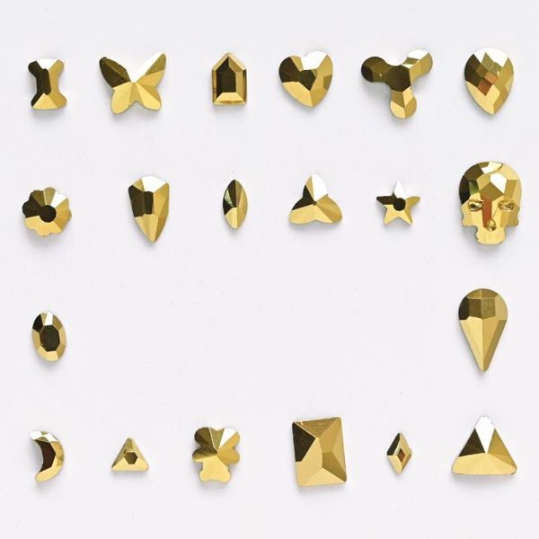 

nail art decorations 1box mixed golden silver flat glass rhinestone decoration heart star flower diamond jewelry diy manicuring, Silver;gold