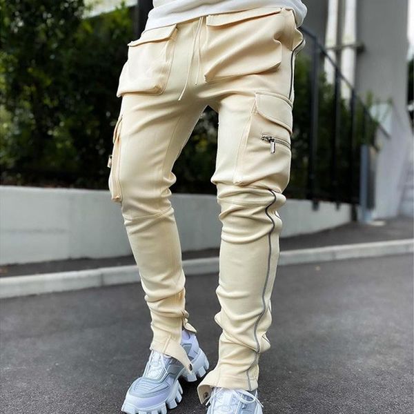 

men's pants 2021 arrival fashion sweatpants double-breasted button logo loose cotton elastic waist leisure, Black