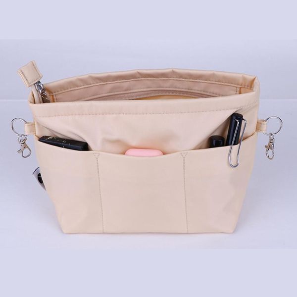 

women's large capacity cosmetic storage bag purse organizer handbag tote insert liner divider inside medium travel r5 bags & cases