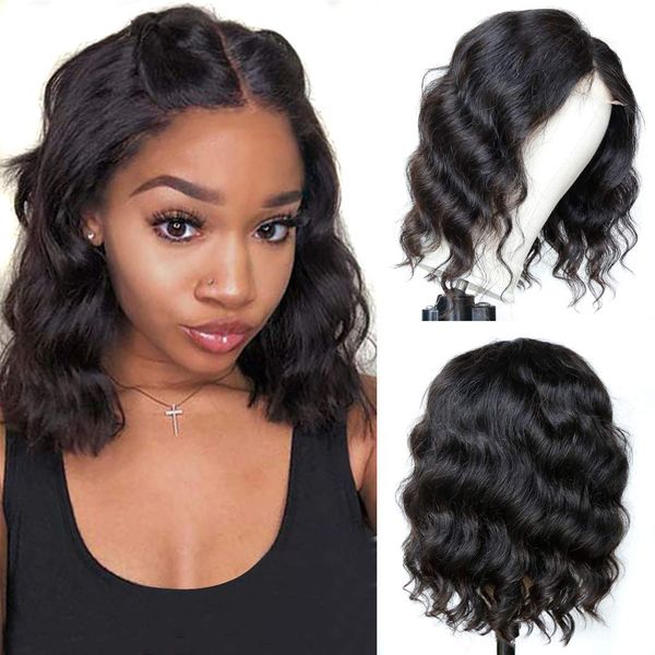 

short bob wig synthetic hair wigs for black women body wave 13x1 lace wigs synthetic bob wigs lace closure wig 10-14 inchfactory direct