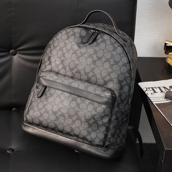 

bag backpack fashion street leather trendy men 2021 men's high capacity college student blog computer, Black;red