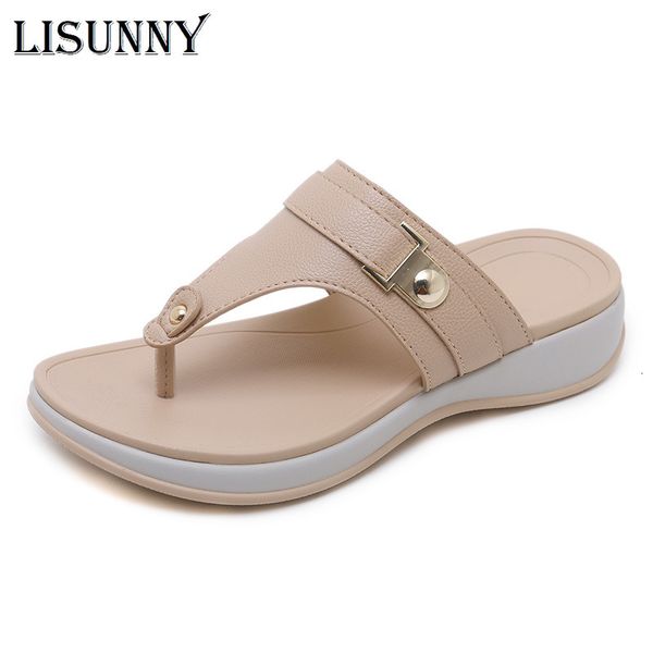 

slippers lisunny summer women sneakers shoes beach flat platform woman flip flops wee plus size 35-42, Black
