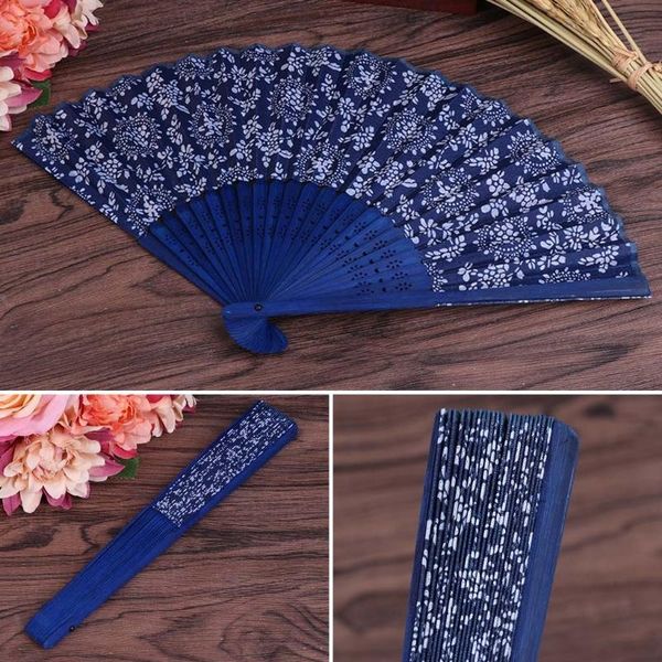 

party favor h7ed chinese summer folding hand fan fabric flower floral wedding gift