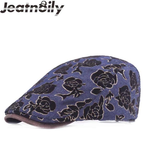 

berets 2021 embroidery flowers visor caps women hats boina chapeu classic cap cotton z-xjbl082, Blue;gray