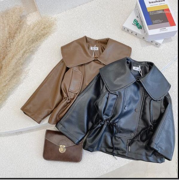 

jackets 2021 korean style girls leather coat winter fashion good quality jacket 3-8t c131, Blue;gray