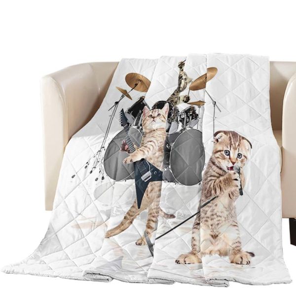 

comforters & sets cat drum guitar cute print camping summer quilts bedding duvet blanket for travel home decor soft bedspreads