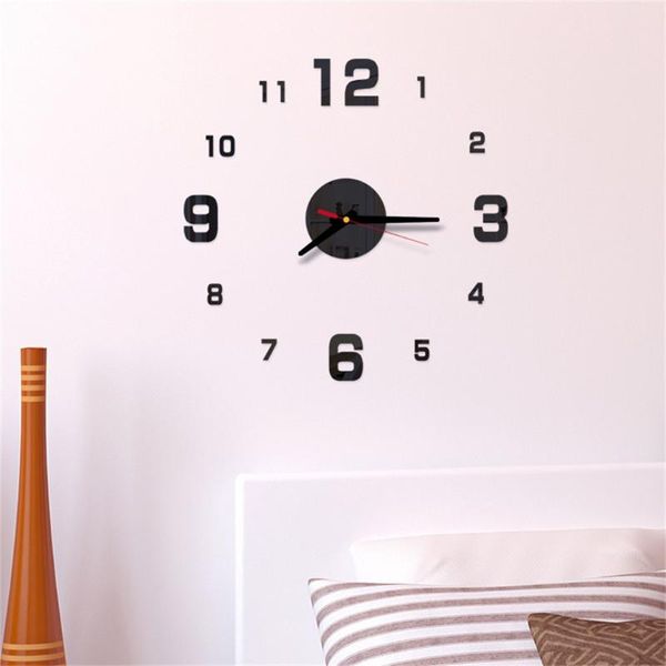

wall clocks drop 3d diy roman numbers acrylic mirror sticker clock home decor mural decals