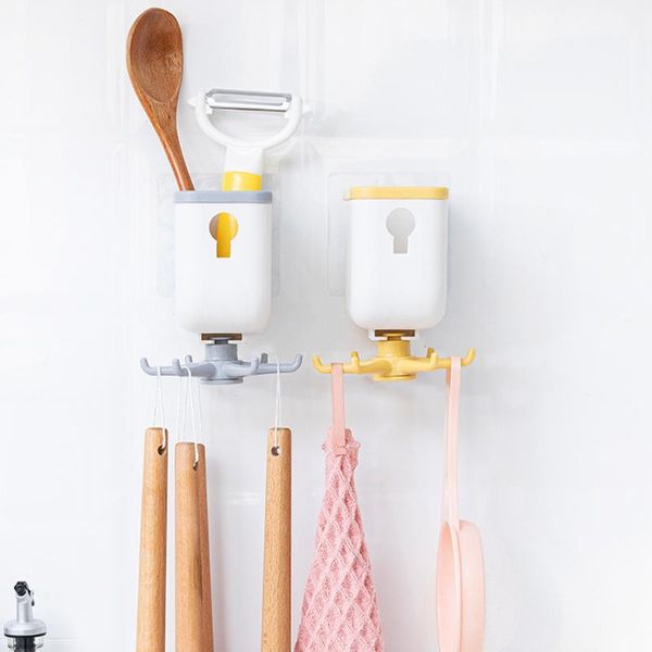 

hooks & rails kitchen hook rotatable wall mounted spoon holder rack plastic bathroom storage hanger shelf multi-function