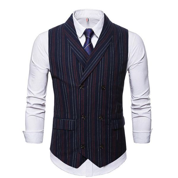 

men's vests striped suit vest slim fit formal wedding groom office, Black;white