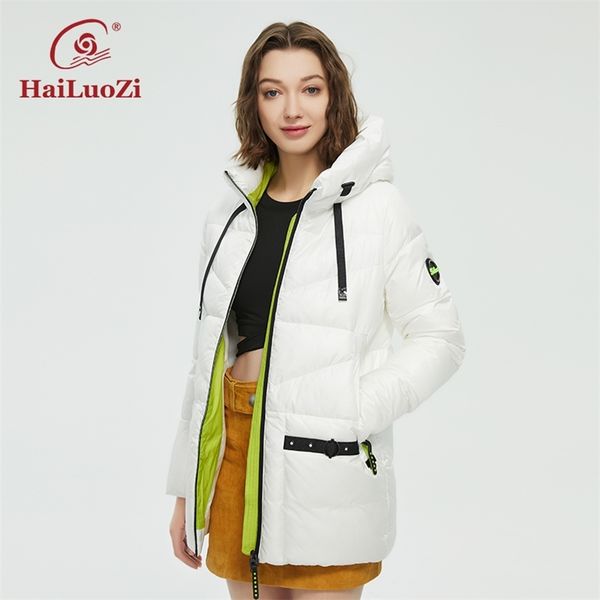 

hailuozi women's winter jacket young fashion collection short thick women coat parka hooded female warm clothes jacket 881 211215, Black