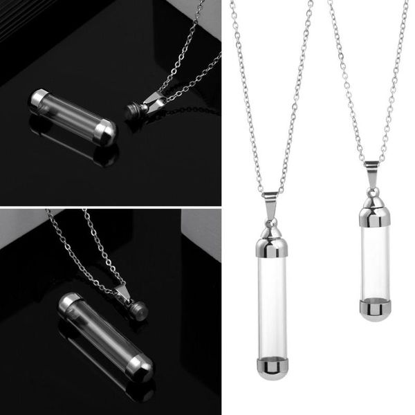 

chains keepsake diy jewellery steel chain for ash sand perfume jars wishing bottle pendant lucky charm glass vial necklace, Silver