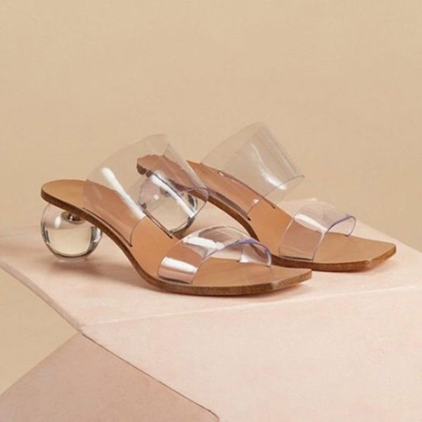 

summer women transparent sandals jelly shoes 2021 luxury female slides- slippers clear heels comfortable low heel mules, Black