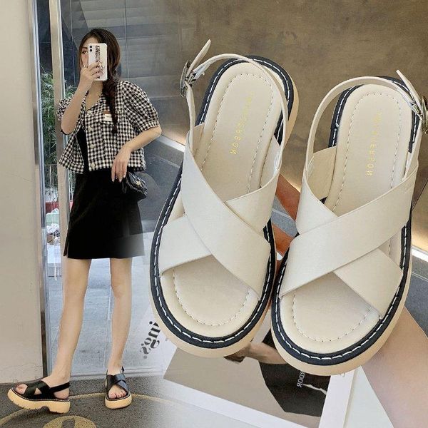 

sandals the 2021 summer fairy style thick-soled heft roma sandal for women, Black