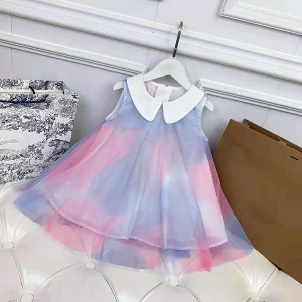 

girl's dresses 2021 summer color sleeveless dress senior brand soft yarn, Red;yellow