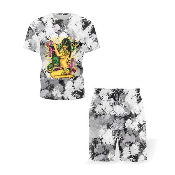 

men's tracksuits funny animal t-shirt shorts 2-piece set summer 3d printing fashion sports mountaineering swimming beach pants 2021, Gray