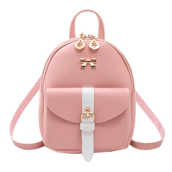 

backpack style women's mini luxury pu leather kawaii cute graceful bagpack small school bags for girls bow-knot leaf hollow