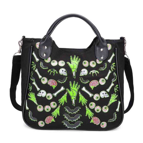 

2020 single shoulder new fashion women's trend canvas personalized skull print messenger bag