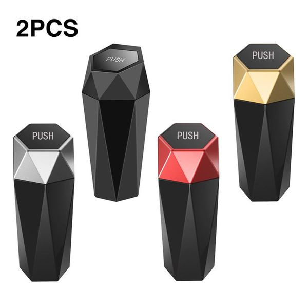 

2pcs diamond shape car trash can organizer garbage holder leakproof auto with lid automobiles storage dustbin other interior accessories
