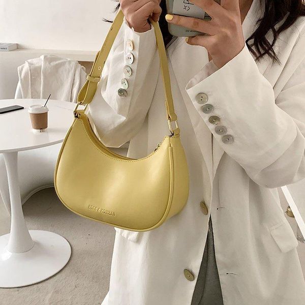 

evening bags fashion design women hobos underarm handbags candy color ladies small shoulder pu leather female baguette clutch tote bag