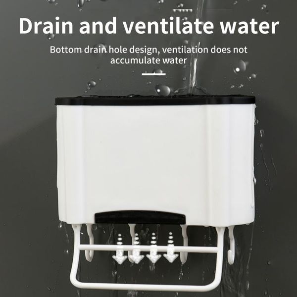 

bathroom shelves drain container cutlery storage rack knife seat spoon box wall-mounted chopstick cage brush cleaning cloth organizer for ki