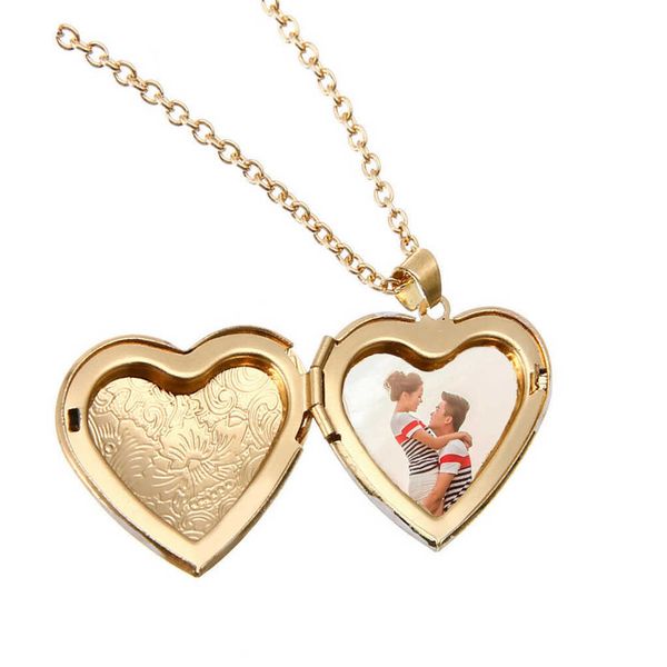 

designer necklace luxury jewelry alloy chain for women heart-shaped locket mini po frame box pendants for women charm, Silver