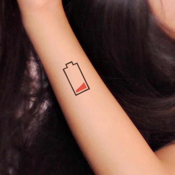 

temporary tattoos creative 2pcs low battery fake tattoo sticker body art water design transfer